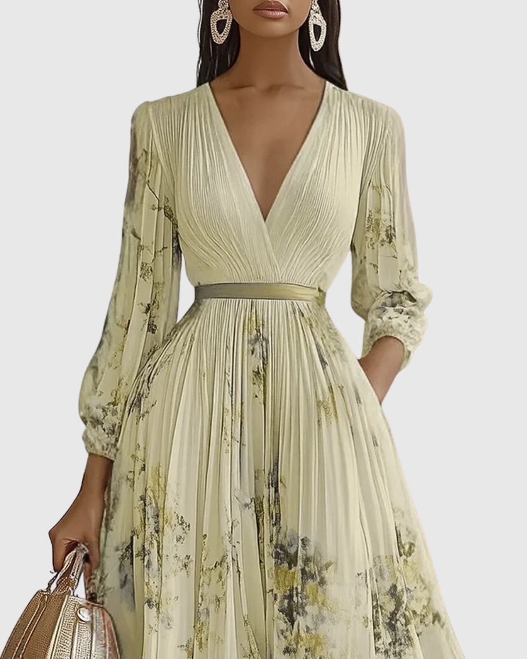Isabella Damen Ärmelloses Midi Kleid Geplissiert Blumenmuster