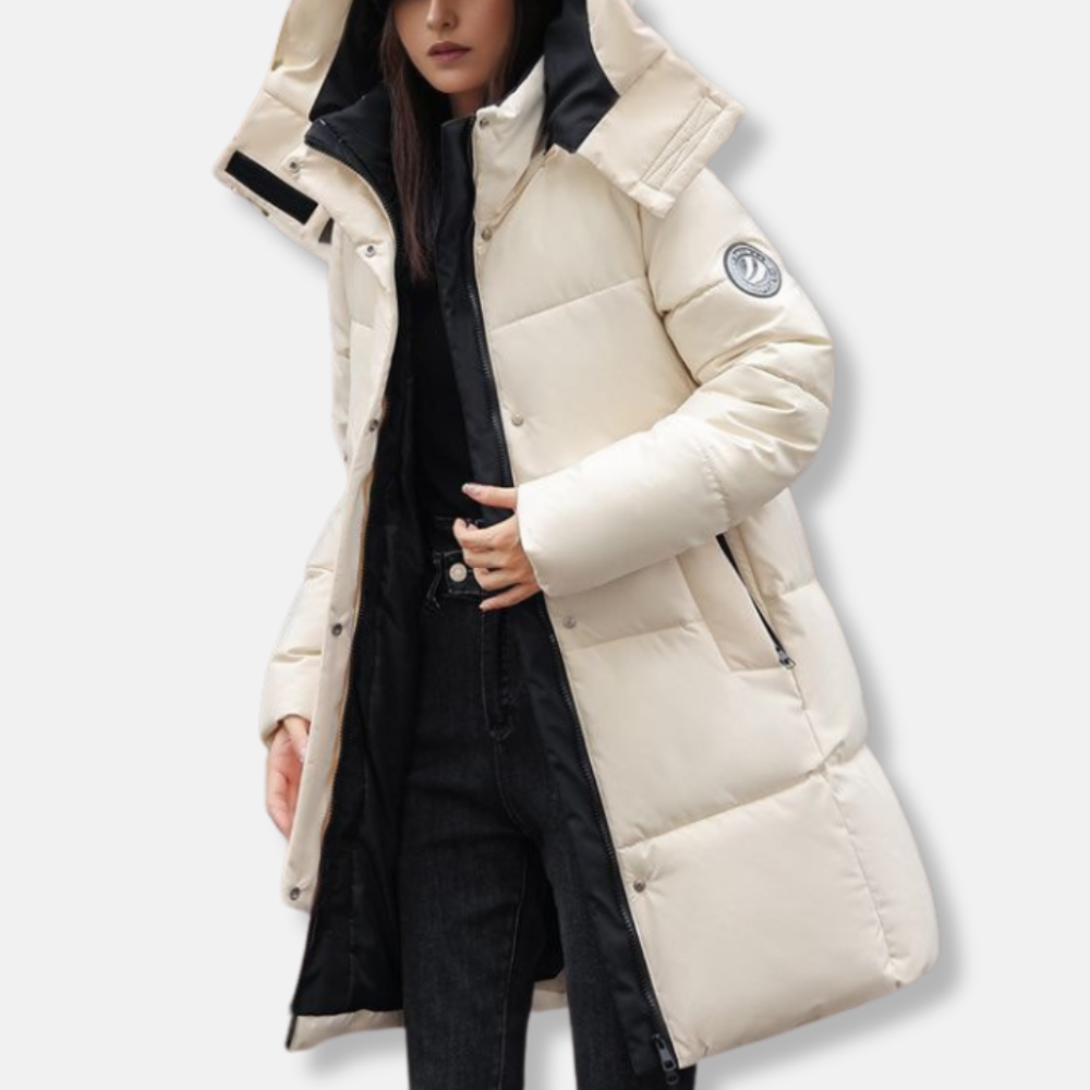 Eveloria Damen Daunenmantel Winterjacke Hochkragen Kapuze