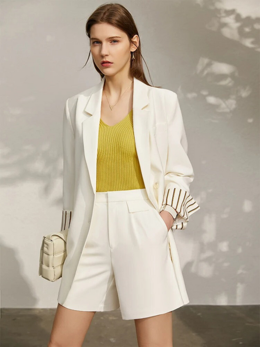Frühlings Blazer Shorts Set Damen Leicht - Eveloria
