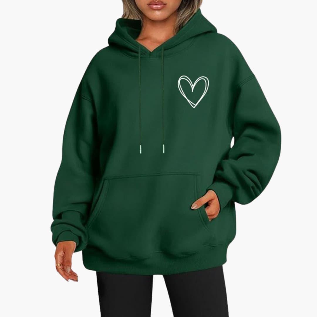 Damen Hoodie Kapuzenpullover Herz-Motiv