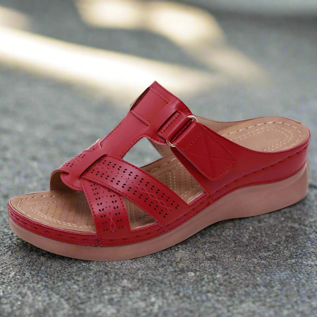 Damen Sommer-Sandalen Klettverschluss Offene Zehen Robustes Plateau