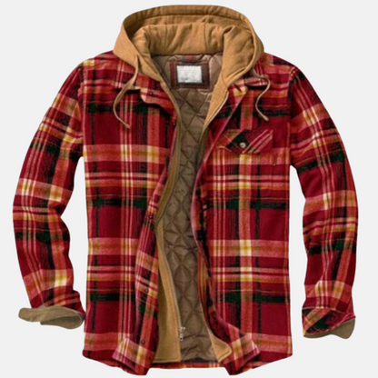 Herren Kariertjacke Warm Lässig Knöpfen Braun