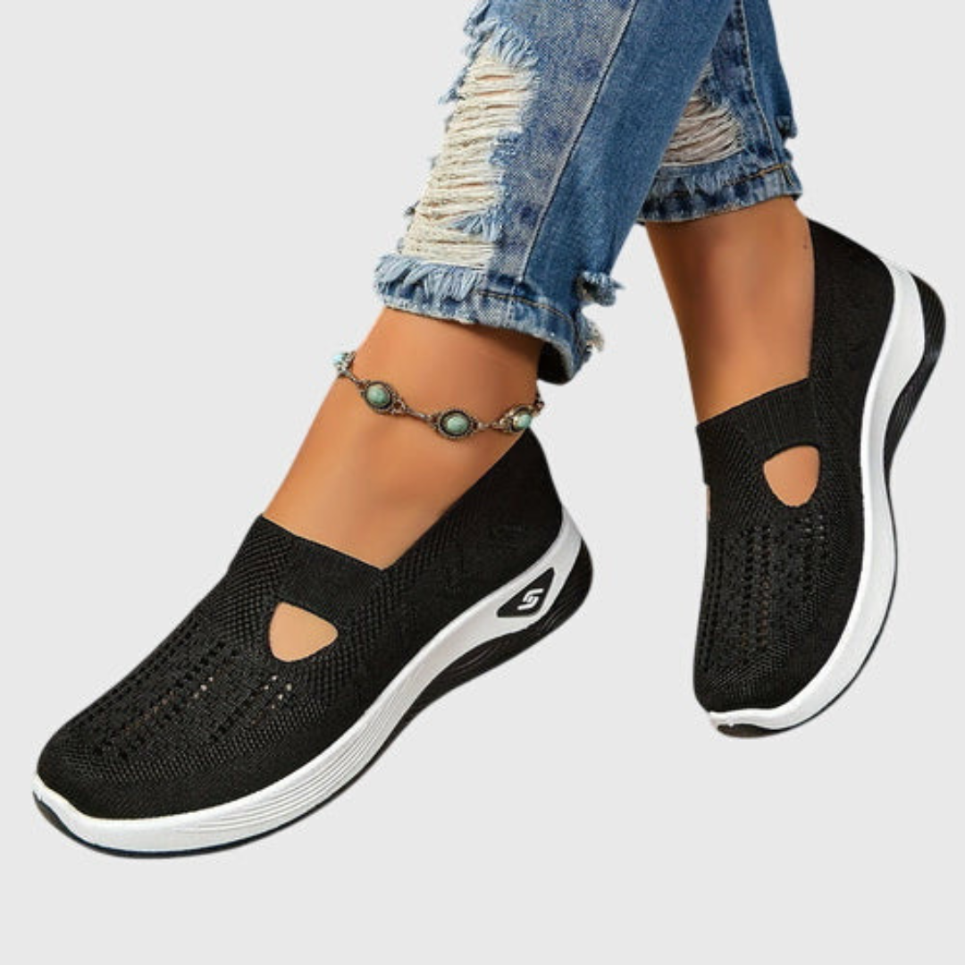 Damen Strick Sneakers Atmungsaktives Material Beige