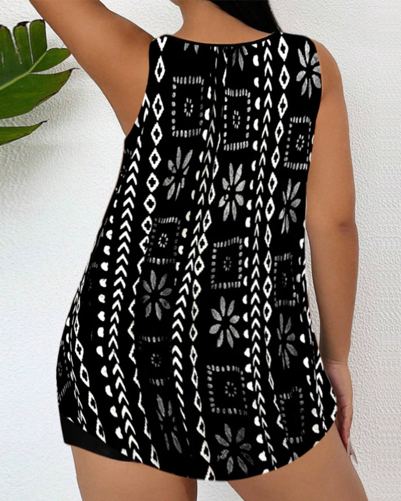 Eveloria Damen Tankini Gedruckt Zweiteilig