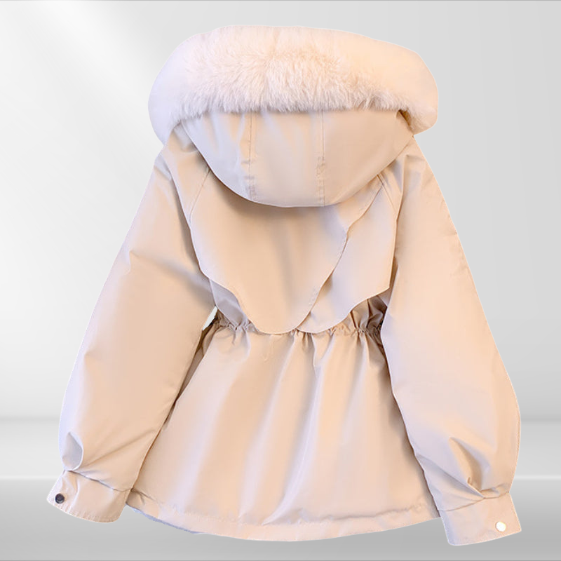 Eveloria Damen Daunenjacke Abnehmbarer Kragen Schwarz - Eveloria
