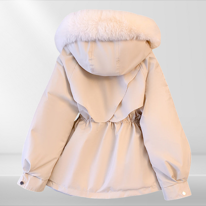 Eveloria Damen Daunenjacke Abnehmbarer Kragen Schwarz - Eveloria