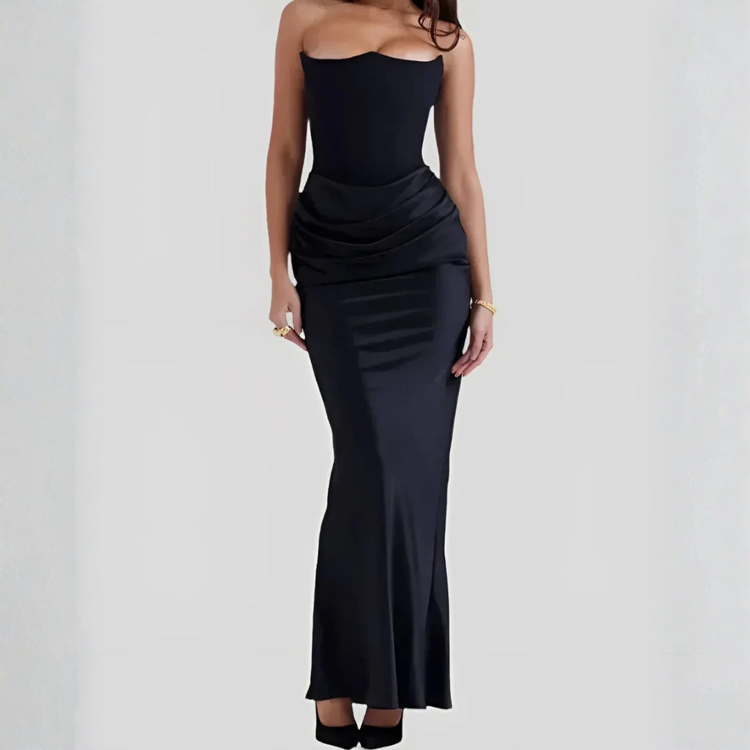 Damen Hochzeitsgastkleid Drapiertes Maxikleid