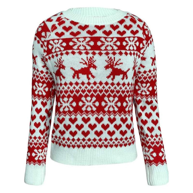 Eveloria Damen Strickpullover Rot Weihnachten