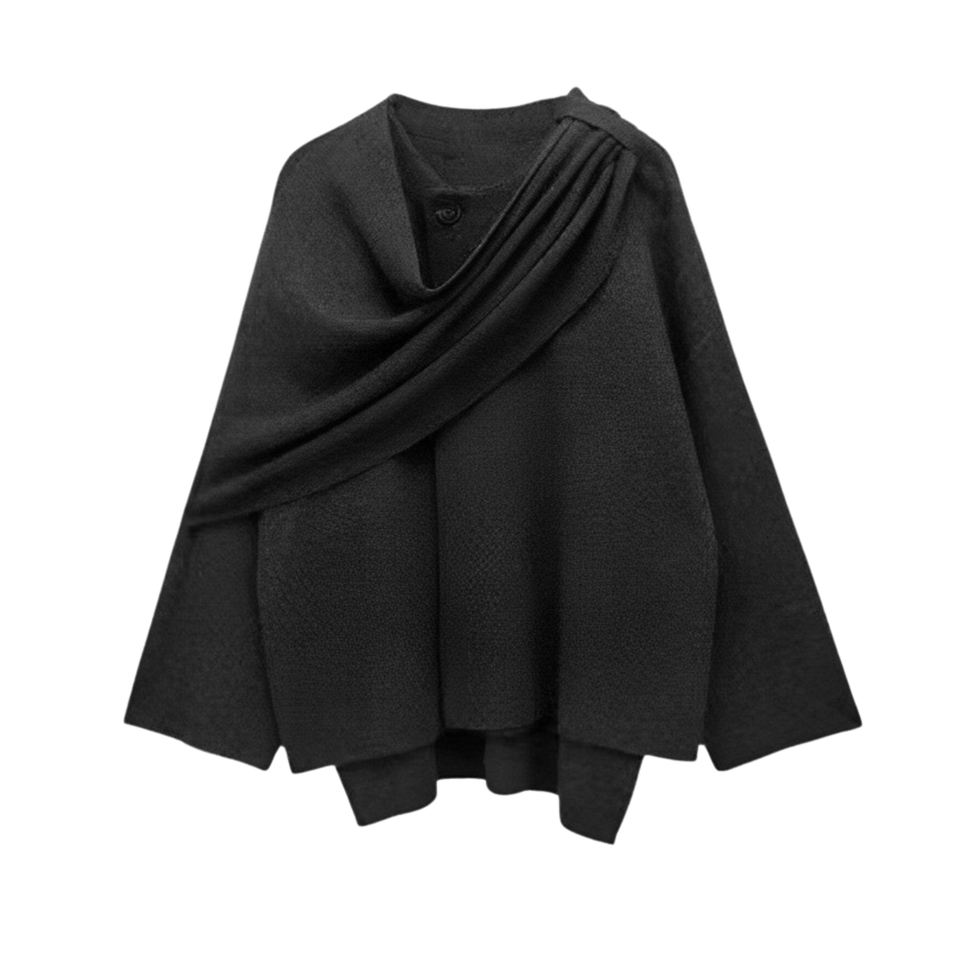 Damen Cape-Mantel Elegantes Drapieren Schwarz - Eveloria