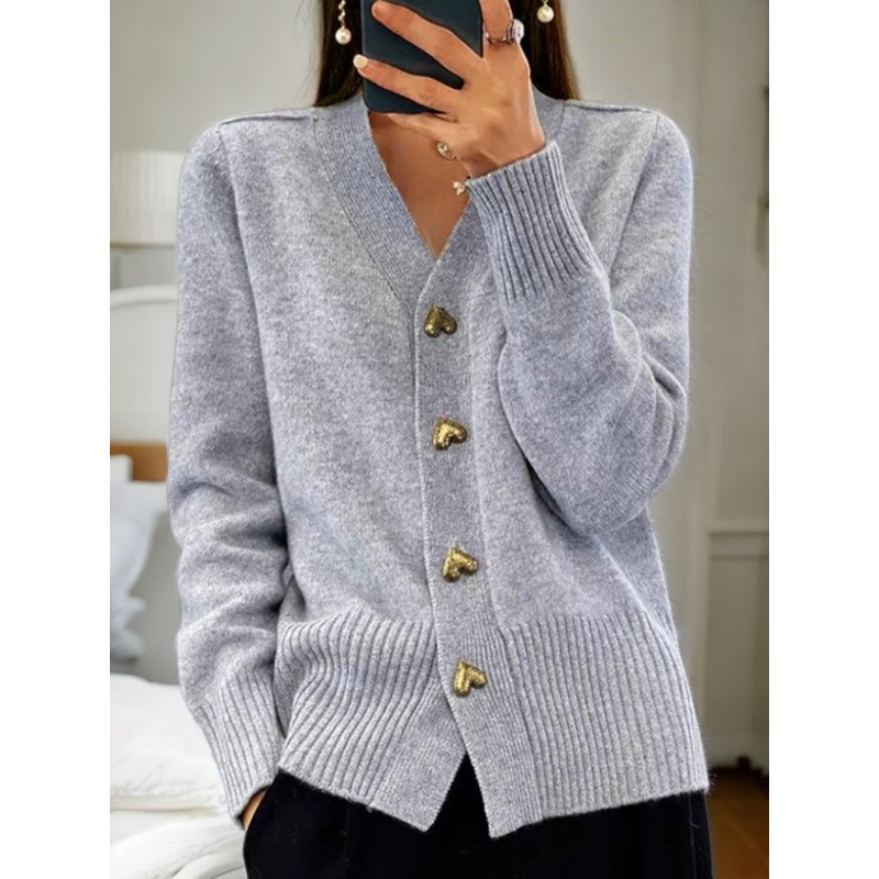 Damen Bluse Mit Herzknöpfen