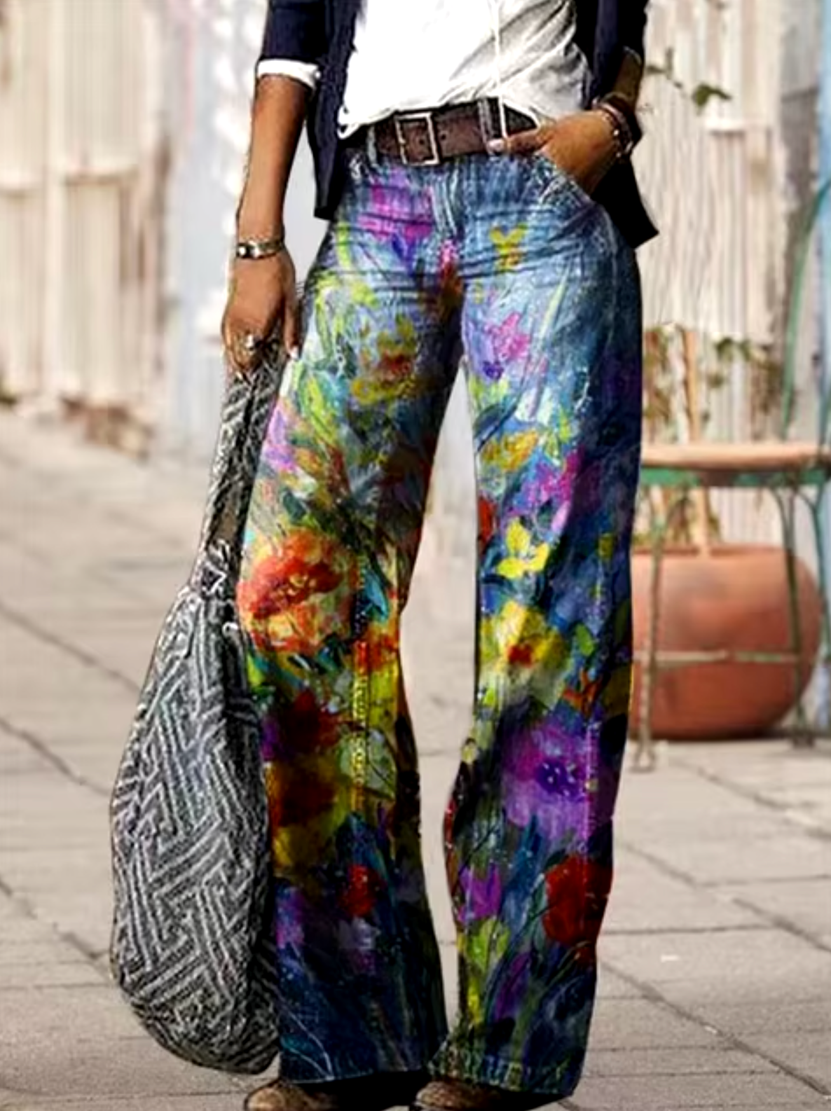 Eveloria Damen Bedruckte Jeans Baumwolle