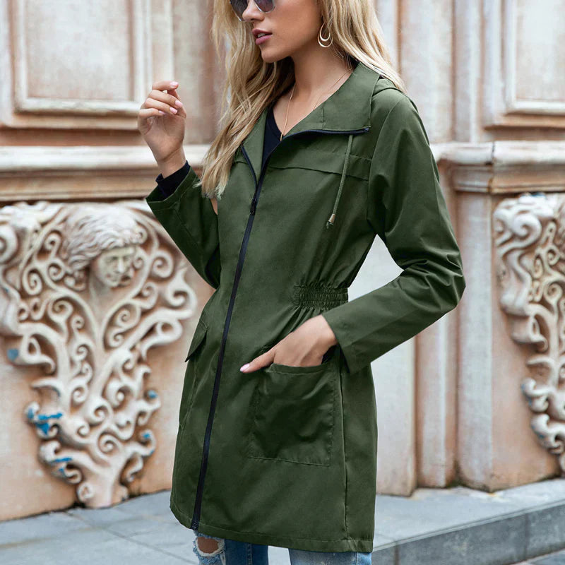 Damen Trenchcoat Leichtgewicht Wasserabweisend Langärmlig