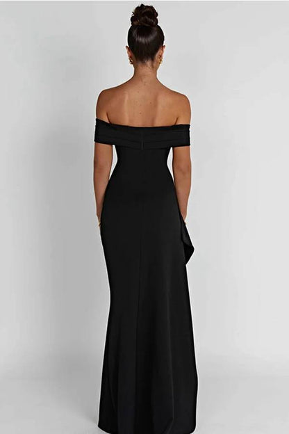 Eveloria Damen Off-Shoulder-Maxikleid Hoher Schlitz