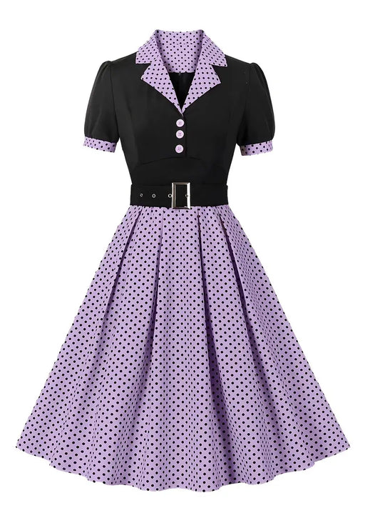 Damen Herbstkleid mit Polka Dots Vintage Stil - Eveloria