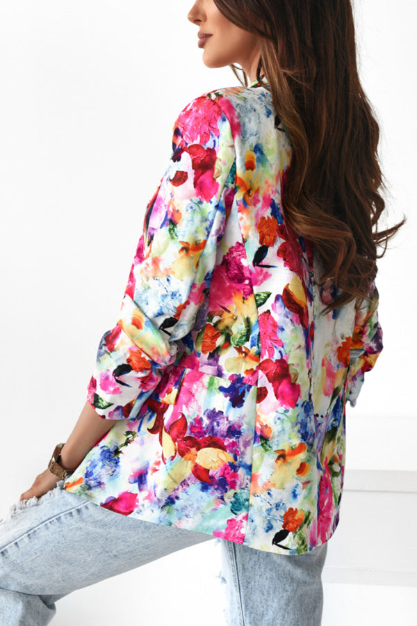 Damen Freizeitanzug Blazer Florale Revers Elegant Blazer
