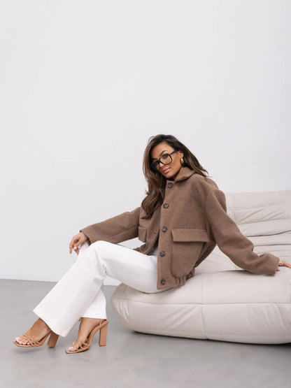 Damen Kurzjacke Große Taschen Alltag