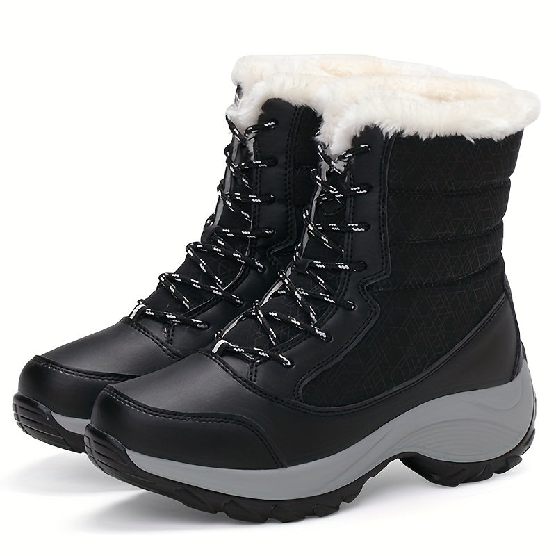 Damen Winterstiefel Schnürung Rund Warm Fleece
