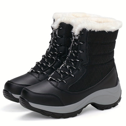 Damen Winterstiefel Schnürung Rund Warm Fleece
