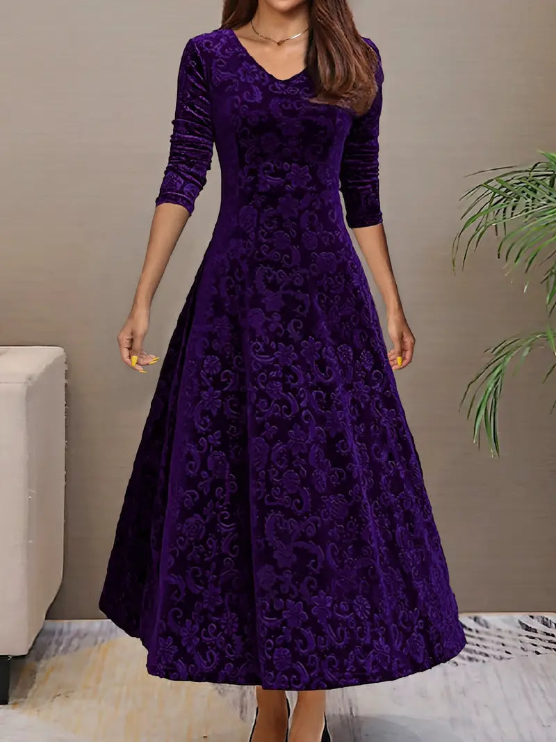 Damen Maxikleid Breiter Saum Falten Design