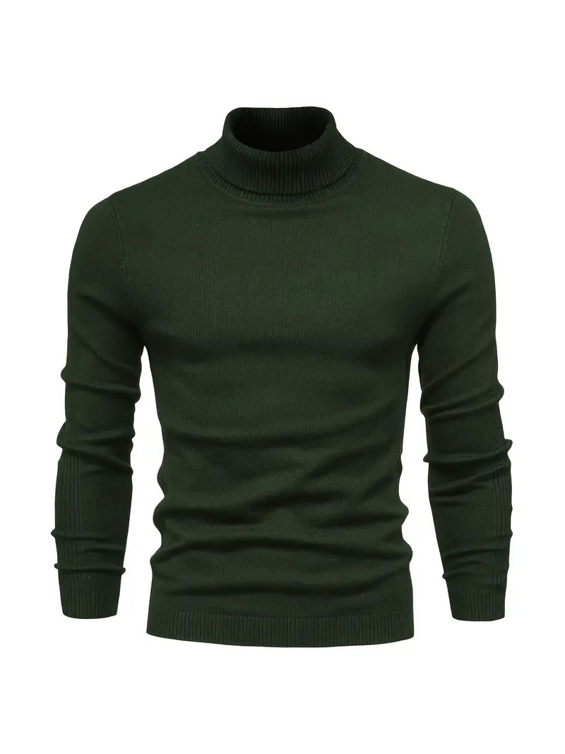 Herren Rollkragenpullover Slim Fit Langarm Strick
