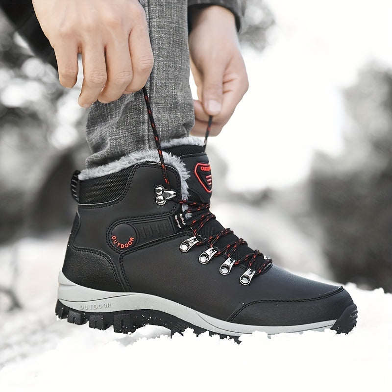 Herren Winterschuhe Schnürstiefel Warmfutter Robust Schwarz - Eveloria