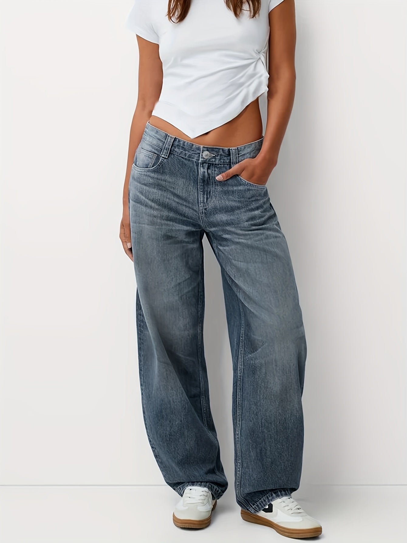 Damen Baggy Jeans Locker geschnittene Blau - Eveloria