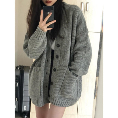 Damen Strickcardigan Knopfleiste Beige