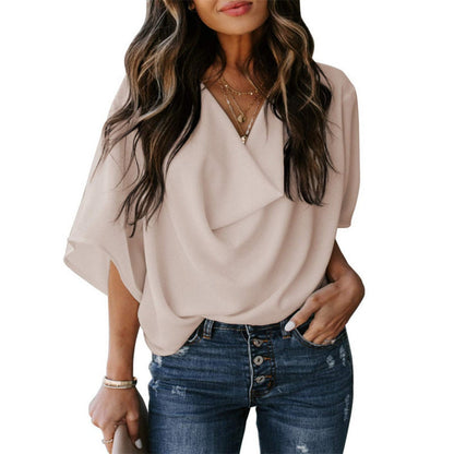 Damen Chiffonhemd V-Ausschnitt
