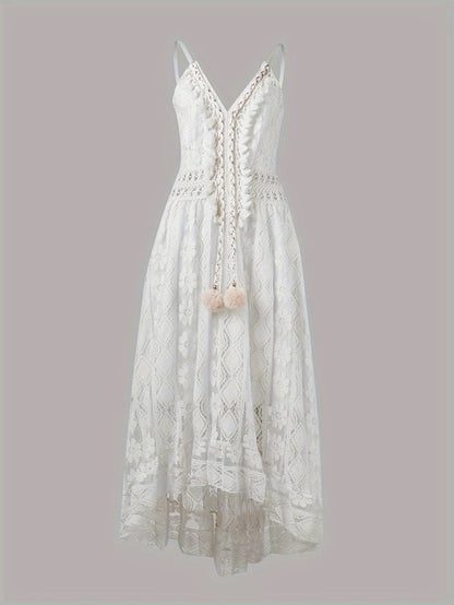 Eveloria Damen Maxikleid Spaghettiträger V-Ausschnitt Sommerkleid