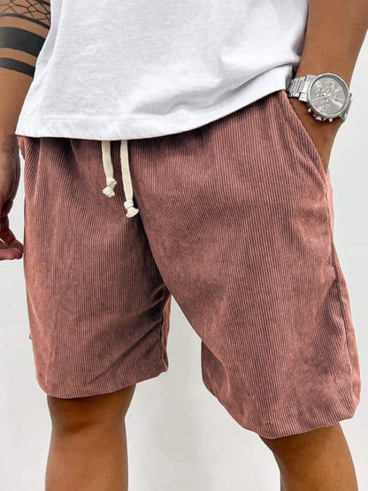Eveloria Herren Cord Shorts Kordelzug Beige