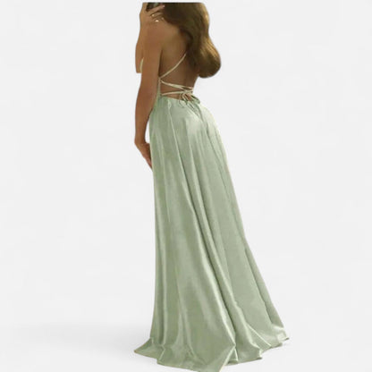 Damen Hochzeitsgastkleid Maxikleid mit Schlitz