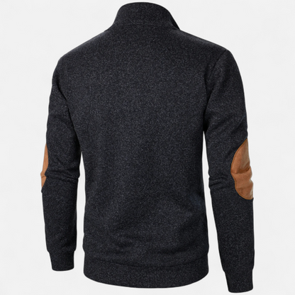 Levi Herren Strickpullover Stehkragen Patchwork Braun