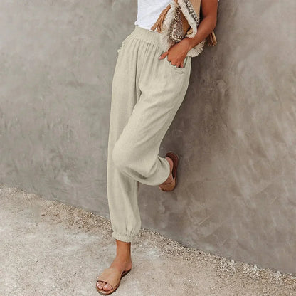 Damen Freizeit-Hose Leicht Atmungsaktiver Stoff Beige