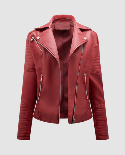 Damen Kunstlederjacke Elegantes Design