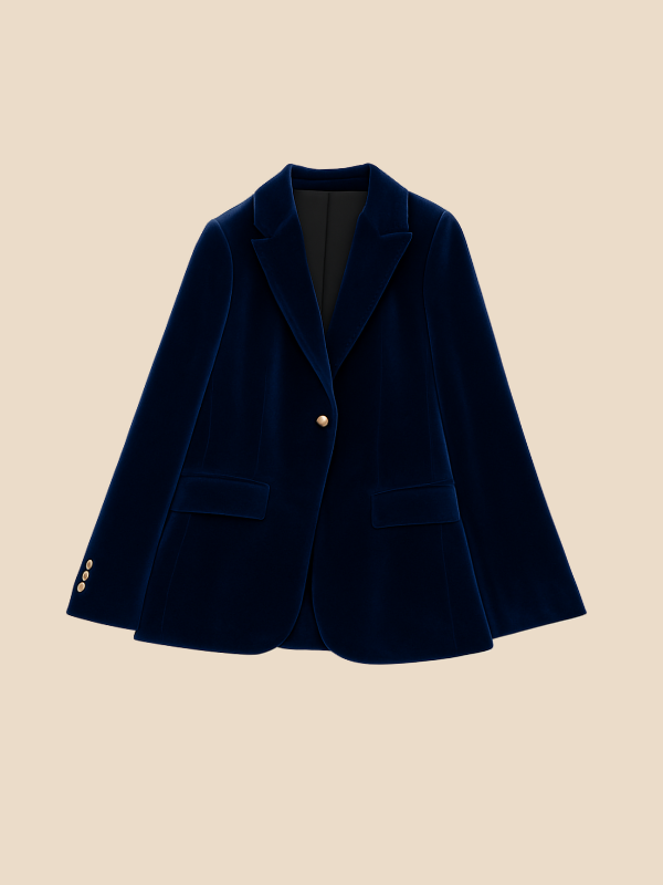 Damen Samt Blazer Reverskragen Elegant