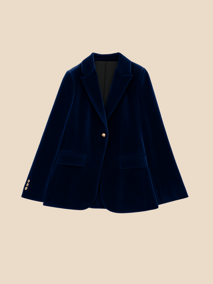 Damen Samt Blazer Reverskragen Elegant