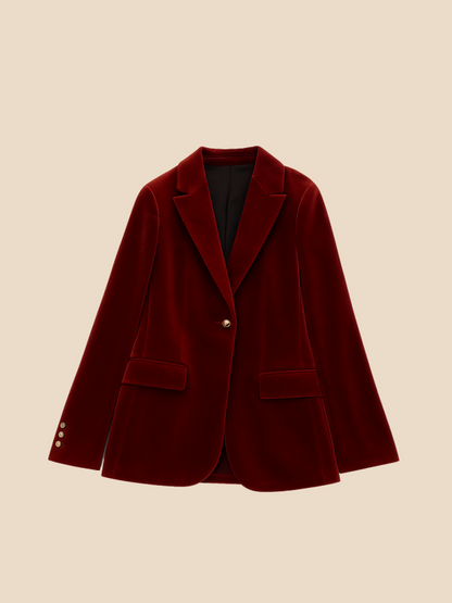 Damen Samt Blazer Reverskragen Elegant