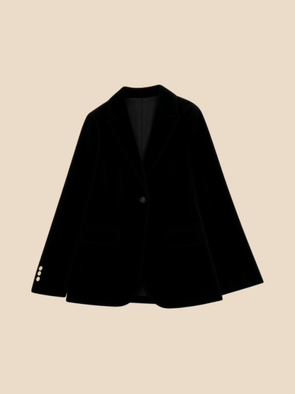 Damen Samt Blazer Reverskragen Elegant