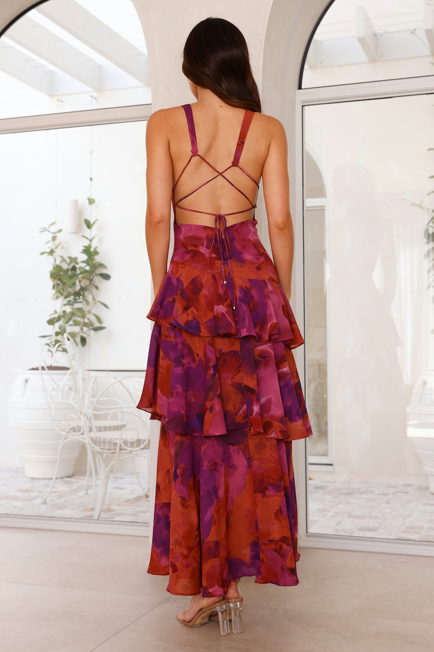Damen Geblümtes Maxikleid Elegantes Stufenkleid
