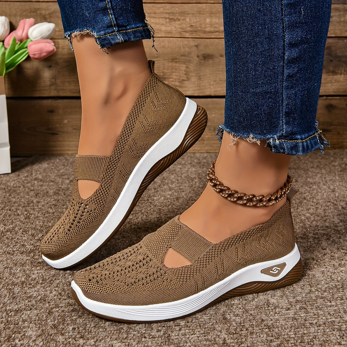Eveloria Damen Orthopädische Sneaker Atmungsaktives Mesh