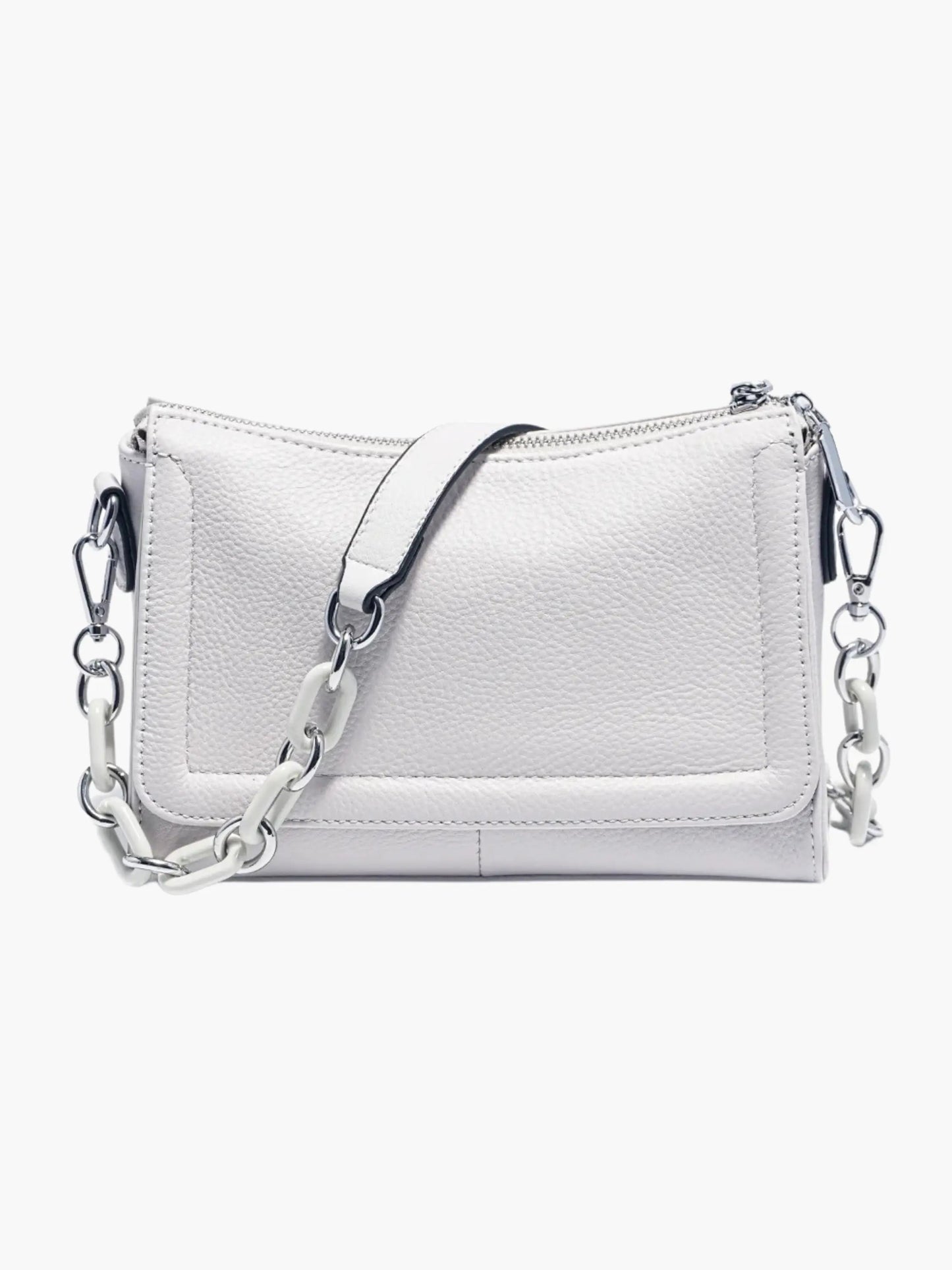 Weißes Leder Schultertasche Damen Lederschultertasche Weiß - Norvielle