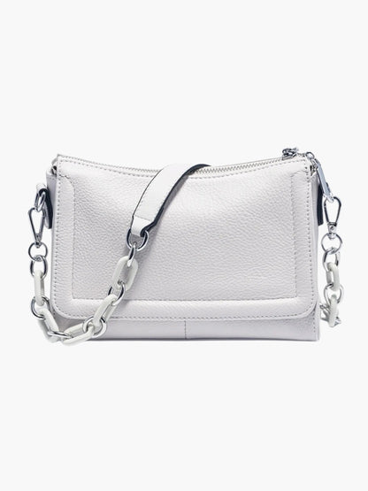 Weißes Leder Schultertasche Damen Lederschultertasche Weiß - Norvielle