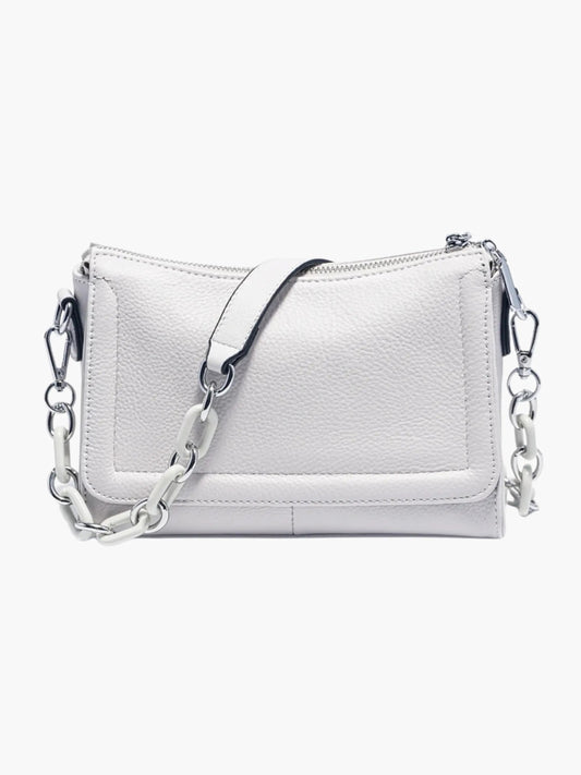 Weißes Leder Schultertasche Damen Lederschultertasche Weiß - Norvielle