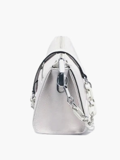 Weißes Leder Schultertasche Damen Lederschultertasche Weiß