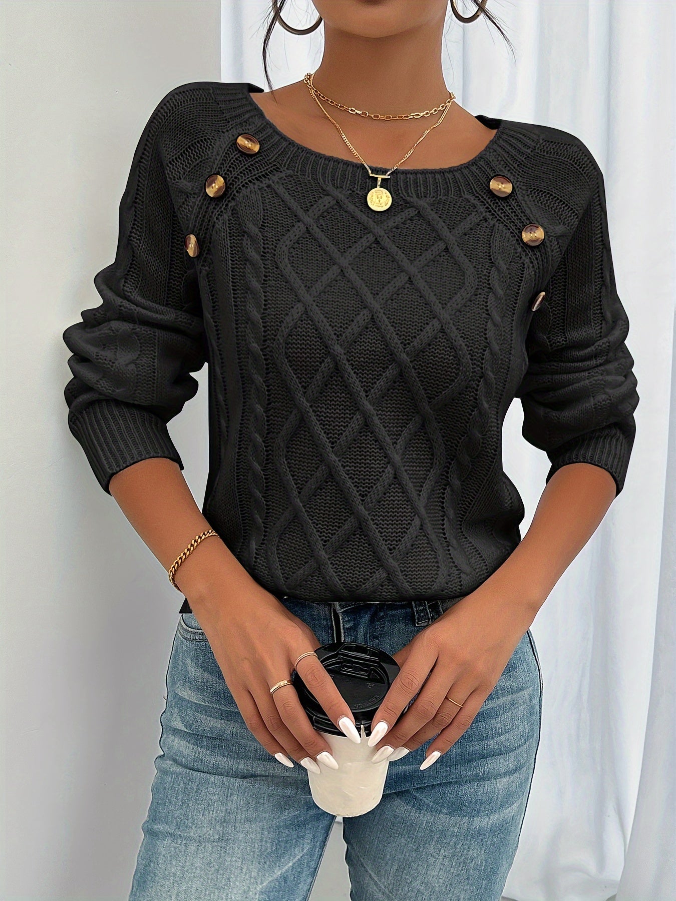 Eveloria Damen Pullover Rundhalsausschnitt Casual