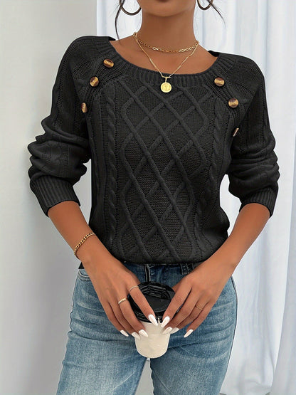 Eveloria Damen Pullover Rundhalsausschnitt Casual