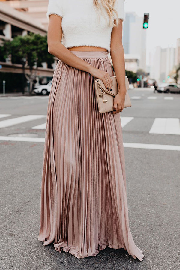 Eveloria Damen Maxi Rock Plissiert