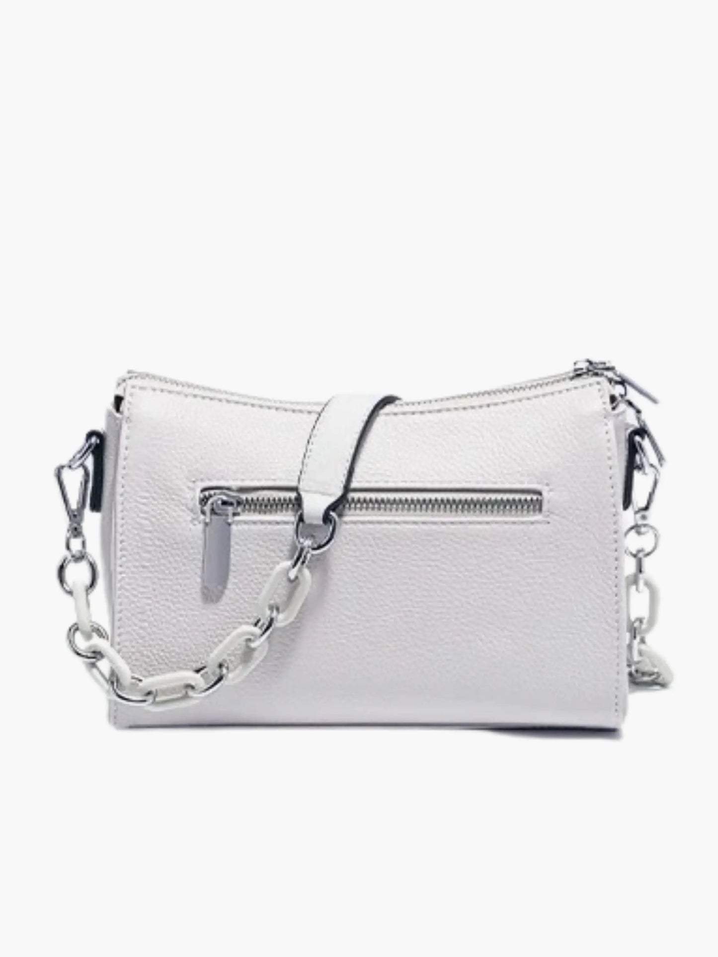 Weißes Leder Schultertasche Damen Lederschultertasche Weiß