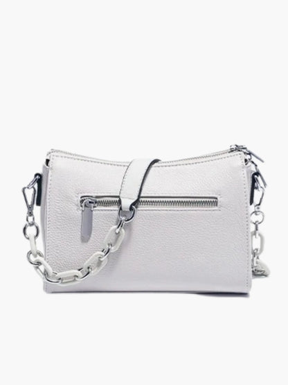 Weißes Leder Schultertasche Damen Lederschultertasche Weiß
