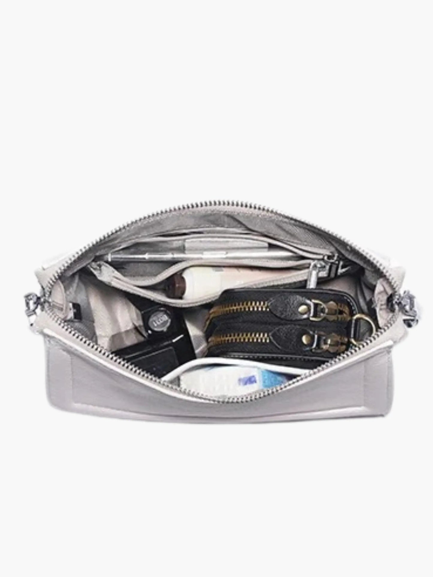Weißes Leder Schultertasche Damen Lederschultertasche Weiß
